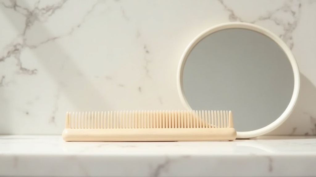 Wide-tooth comb and hand mirror representing hair density changes in women