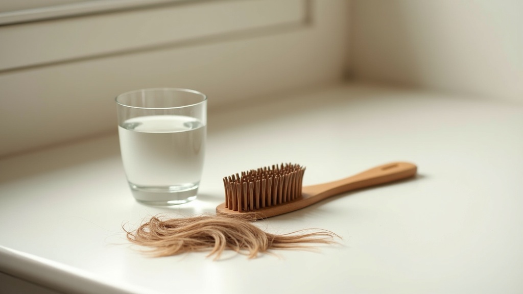Hairbrush with loose strands illustrating diffuse thinning in women