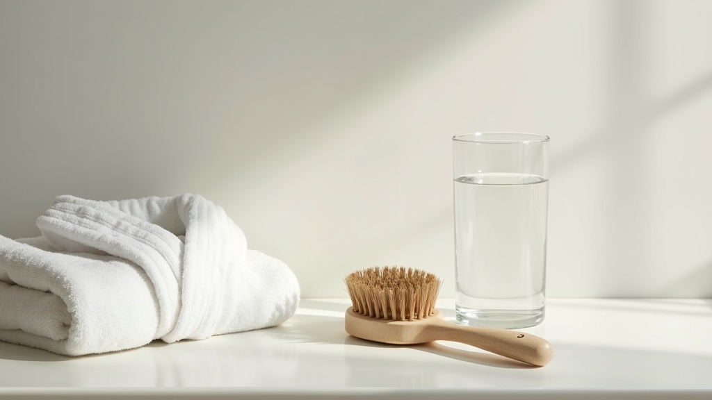 Hairbrush and water glass representing hair loss after illness or surgery