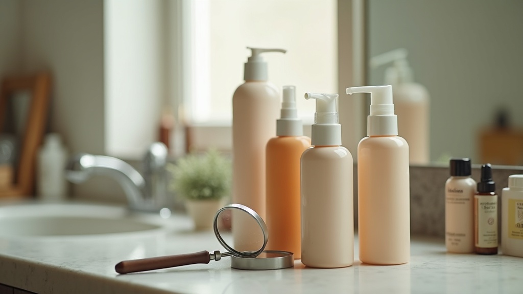 Unbranded hair loss product bottles on a bathroom counter representing how to spot a hair loss scam