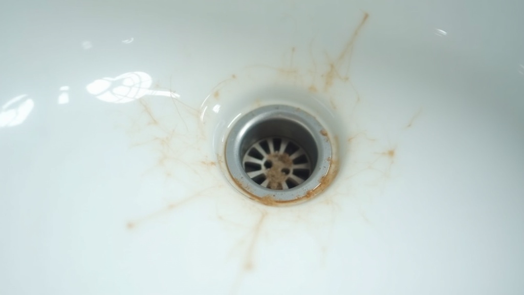 Loose hair strands near a bathroom sink drain illustrating shedding after illness
