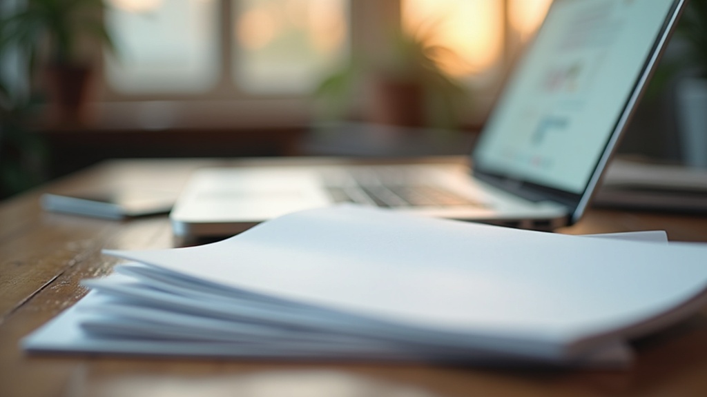Blank marketing brochures and a laptop on a desk illustrating hair loss scam warning signs