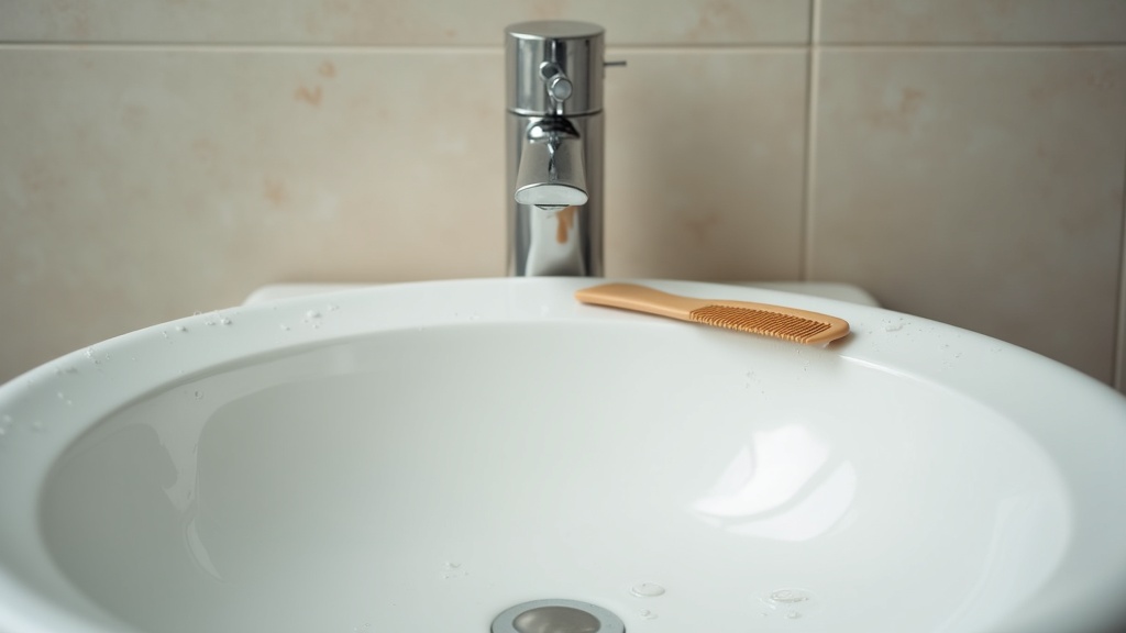 Bathroom sink and comb representing scalp care routine for itchy scalp concerns