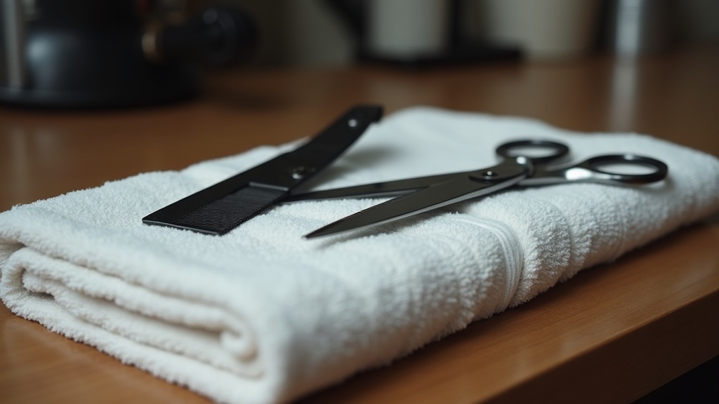 Barber comb and towel on a counter representing hair thinning and hairline changes